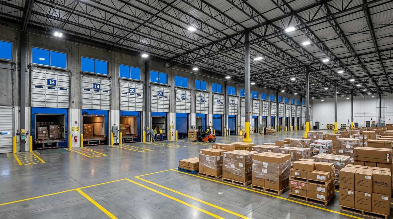 Modern warehouse distribution center loading dock